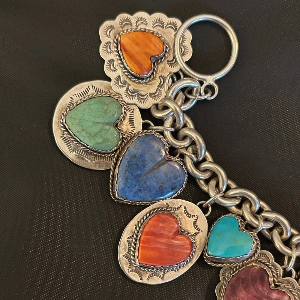 Colorful sterling Heart Charm Bracelet - Picture 6 of 9